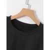 New York Baskılı Oversize Bisiklet Yaka T-shirt - Siyah