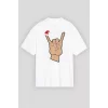 Noel Başlıklı Serçe Parmak T-shirt - Beyaz