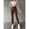 Nonofit Yüksek Bel Düz Sporcu Tayt - Kahve