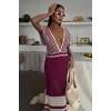 Omuzu Çizgili Ajurlu Triko Elbise 2868