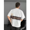 Ön Ve Arka Baskılı Oversize Bisiklet Yaka T-shirt - Beyaz