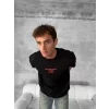 Ön Ve Arka Baskılı Oversize Bisiklet Yaka T-shirt- Siyah
