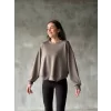 Luz&Pos Osy Modal Yumuşak Dokulu Kumaş Bisiklet Yaka Oversize Sweatshirt - Gri