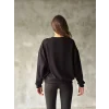 Luz&Pos Osy Modal Yumuşak Dokulu Kumaş Bisiklet Yaka Oversize Sweatshirt - Siyah