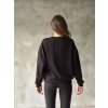 Osy Modal Yumuşak Dokulu Kumaş Bisiklet Yaka Oversize Sweatshirt - Siyah