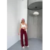 Luz&Pos Osy Modal Yumuşak Dokulu Kumaş Nakış İşlemeli Rahat Bol Paça Eşofman Pantalon - Bordo