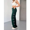 Luz&Pos Osy Modal Yumuşak Dokulu Kumaş Nakış İşlemeli Rahat Bol Paça Eşofman Pantalon - Haki