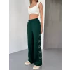 Luz&Pos Osy Modal Yumuşak Dokulu Kumaş Nakış İşlemeli Rahat Bol Paça Eşofman Pantalon - Haki
