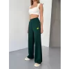 Luz&Pos Osy Modal Yumuşak Dokulu Kumaş Nakış İşlemeli Rahat Bol Paça Eşofman Pantalon - Haki