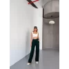 Luz&Pos Osy Modal Yumuşak Dokulu Kumaş Nakış İşlemeli Rahat Bol Paça Eşofman Pantalon - Yeşil