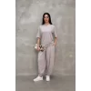 Osy Modal Yumuşak Dokulu Kumaş Oversize Bisiklet Yaka T-shirt Jogger Eşofman Altı Eşofman Takımı - Gri