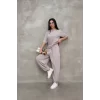 Osy Modal Yumuşak Dokulu Kumaş Oversize Bisiklet Yaka T-shirt Jogger Eşofman Altı Eşofman Takımı - Gri