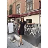 Osy Modal Yumuşak Dokulu Kumaş Yakalı Kısa Kollu Elbise - Siyah
