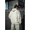 Luz&Pos Oversize Tam Fermuarlı Uzun Kol Hırka - Beyaz