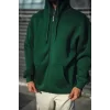 Oversize Tam Fermuarlı Uzun Kol Hırka - Haki