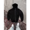 Luz&Pos Oversize Tam Fermuarlı Uzun Kol Hırka - Siyah