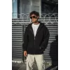Luz&Pos Oversize Tam Fermuarlı Uzun Kol Hırka - Siyah