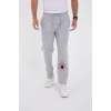 Oversize Üç İplik Baskılı Eşofman Pantolon - Gri