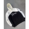 Luz&Pos Parçalı Nakış İşlemelı Kapüşonlu Sweatshirt - Beyaz