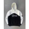 Luz&Pos Parçalı Nakış İşlemelı Kapüşonlu Sweatshirt - Beyaz