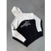 Luz&Pos Parçalı Nakış İşlemelı Kapüşonlu Sweatshirt - Beyaz