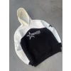 Luz&Pos Parçalı Nakış İşlemelı Kapüşonlu Sweatshirt - Beyaz