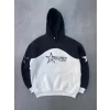 Luz&Pos Parçalı Nakış İşlemelı Kapüşonlu Sweatshirt - Siyah