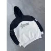 Luz&Pos Parçalı Nakış İşlemelı Kapüşonlu Sweatshirt - Siyah