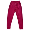 Parlak Kadife Cepli Pantolon Eşofman Pijama Altı Unisex Lastikli Paça Bordo
