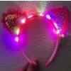Pembe Pullu Led Işıklı Kedi Kulak Taç