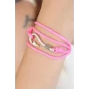 Pembe Renk Gümüş Metal Kancalı Bayan Çoklu Bileklik