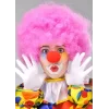 Pembe Renk Kıvırcık Afro Bonus Peruk Takma Saç Ve Kırmızı Burun Seti