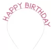 Pembe Renk Kristal Taşlı Gold Renk Kaplama Happy Birthday Taç 16x17 Cm