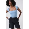 Pencere Detay Mini Dekolte Bluz