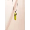 Peridot Doğal Taşı Zincirli El Yapımı Tasarımlı Kolye Uç: 3,5 cm Zincir: 20 cm Kutulu