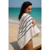 Peştemal Plaj Havlusu &#37;100 Pamuklu 70x150 Cm  Beyaz Waves