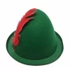 Peter Pan Şapkası Yeşil Renk Kırmızı Tüylü