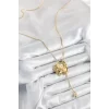 Pirinç Asansörlü Gül Model Gold Renk Kadın Kolye
