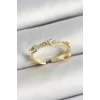 Pirinç Düğüm Figürlü Zirkon Taşlı Gold Renk Ayarlanabilir Kadın Yüzük