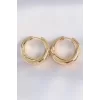 Pirinç Gold Renk Asimetrik Kıvrım Küpe