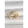 Pirinç Gold Renk Ayarlanabilir Zirkon Taşlı Kadın Yüzük