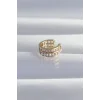Pirinç Gold Renk İncili Baget Taşlı Earcuff Küpe