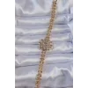 Pirinç Gold Renk İri Zirkon Taşlı Çiçek Figürlü Bileklik