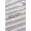 Pirinç Gold Renk İri Zirkon Taşlı Kıvrımlı Minimal Kelebekli Halka Küpe