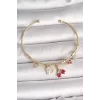 Pirinç Gold Renk Sallantı Kırmızı Zirkon Taşlı Kiraz Figür Charm Kadın Bileklik