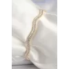 Pirinç Gold Renk Su Yolu Zirkon Taşlı Model Kadın Bileklik
