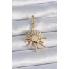Pirinç Gold Renk Zirkon Taş Detaylı Güneş Model Ajda Charm