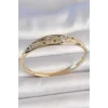 Pirinç Gold Renk Zirkon Taşlı Hilal İşleme Mavi Taşlı Yıldız Detay Kadın Kelepçe
