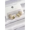 Pirinç Gold Renk Zirkon Taşlı Kadın Küpe
