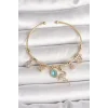Pirinç Gold Renk Zirkon Taşlı Sallantı Filamingo Figür Charm Kadın Bileklik